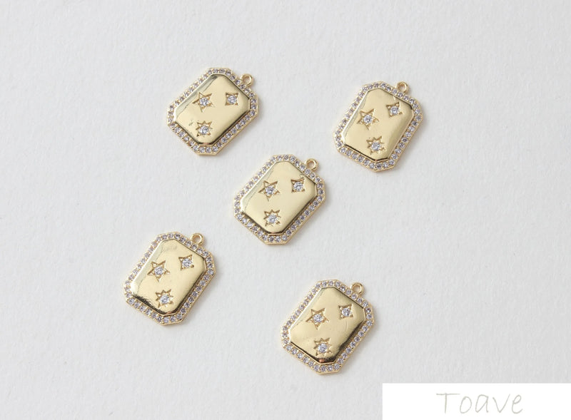 14K Gold-Copper-Plated Zirconium Pentagram Pendant Earrings DIY Accessories