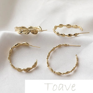 14K Gold-Covered Leaf Horse Eye Silver Needle Earrings DIY
