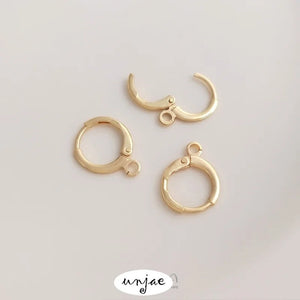 14K Gold-Covered Belt Earrings Round Ear Buckles DIY Multi-Hanging