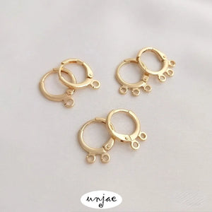 14K Gold-Covered Belt Earrings Round Ear Buckles DIY Multi-Hanging