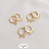 14K Gold-Covered Belt Earrings Round Ear Buckles DIY Multi-Hanging