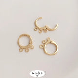14K Gold-Covered Belt Earrings Round Ear Buckles DIY Multi-Hanging