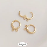 14K Gold-Covered Belt Earrings Round Ear Buckles DIY Multi-Hanging
