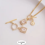 14K Gold Belt Pendant with Zircon OT Buckle, DIY Jewelry Accessory