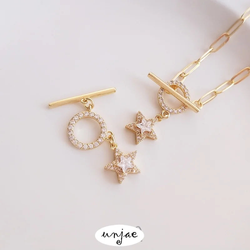 14K Gold Belt Pendant with Zircon OT Buckle, DIY Jewelry Accessory