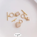 14K Gold Belt Pendant with Zircon OT Buckle, DIY Jewelry Accessory