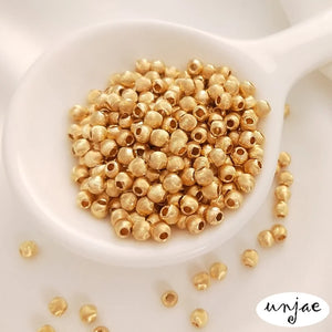 14K Gold Flower Beads DIY Jewelry with Cat's Eye Round Beads