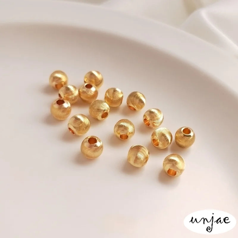 14K Gold Flower Beads DIY Jewelry with Cat's Eye Round Beads