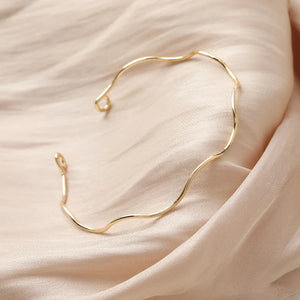 14K Gold-Covered Copper Wave Bracelet DIY Material