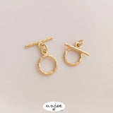 14K Gold-Covered Glossy Round Buckle for DIY Jewelry