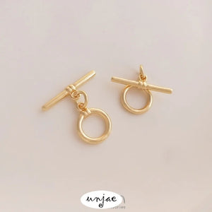 14K Gold-Covered Glossy Round Buckle for DIY Jewelry