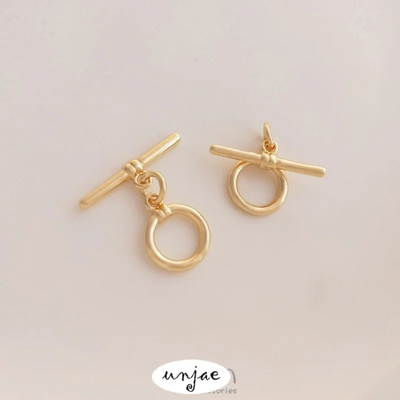 14K Gold-Covered Glossy Round Buckle for DIY Jewelry