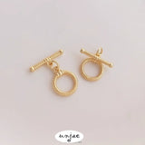 14K Gold-Covered Glossy Round Buckle for DIY Jewelry