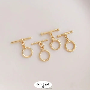 14K Gold-Covered Glossy Round Buckle for DIY Jewelry