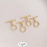 14K Gold-Covered Glossy Round Buckle for DIY Jewelry