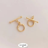 14K Gold-Covered Glossy Round Buckle for DIY Jewelry