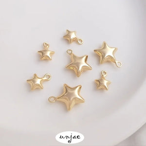 14K Gold-Covered 3D 5-Pointed Star Pendant DIY Jewelry Accessory