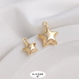 14K Gold-Covered 3D 5-Pointed Star Pendant DIY Jewelry Accessory