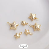 14K Gold-Covered 3D 5-Pointed Star Pendant DIY Jewelry Accessory
