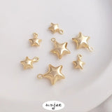 14K Gold-Covered 3D 5-Pointed Star Pendant DIY Jewelry Accessory