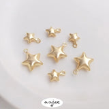 14K Gold-Covered 3D 5-Pointed Star Pendant DIY Jewelry Accessory