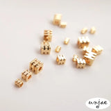 14K Gold-Covered Square Beads for DIY Jewelry, 3-Line 4-Square Loose Beads
