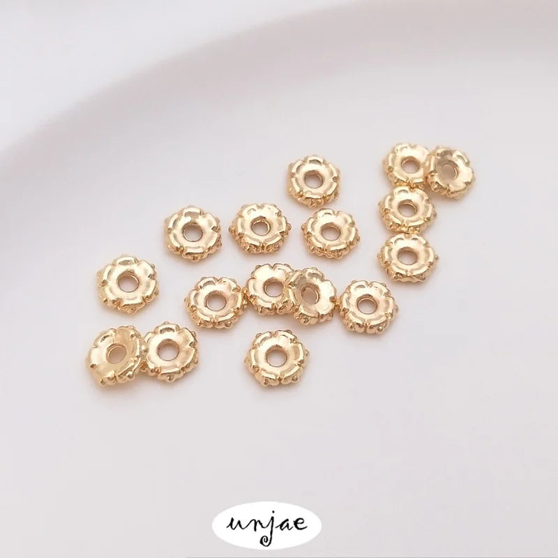 14K Gold-Covered Color-Preserving Spacer Beads for DIY Bracelet