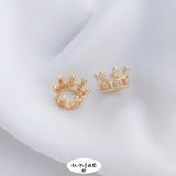 14K Gold Zircon Crown Beads Set for DIY Jewelry