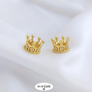 14K Gold Zircon Crown Beads Set for DIY Jewelry