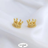 14K Gold Zircon Crown Beads Set for DIY Jewelry