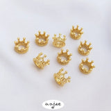 14K Gold Zircon Crown Beads Set for DIY Jewelry
