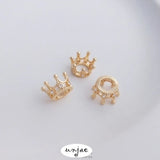 14K Gold Zircon Crown Beads Set for DIY Jewelry