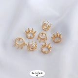 14K Gold Zircon Crown Beads Set for DIY Jewelry