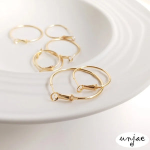 14K Gold Plated Elastic Buckle Earrings Copper Hypoallergenic DIY Ear Jewelry