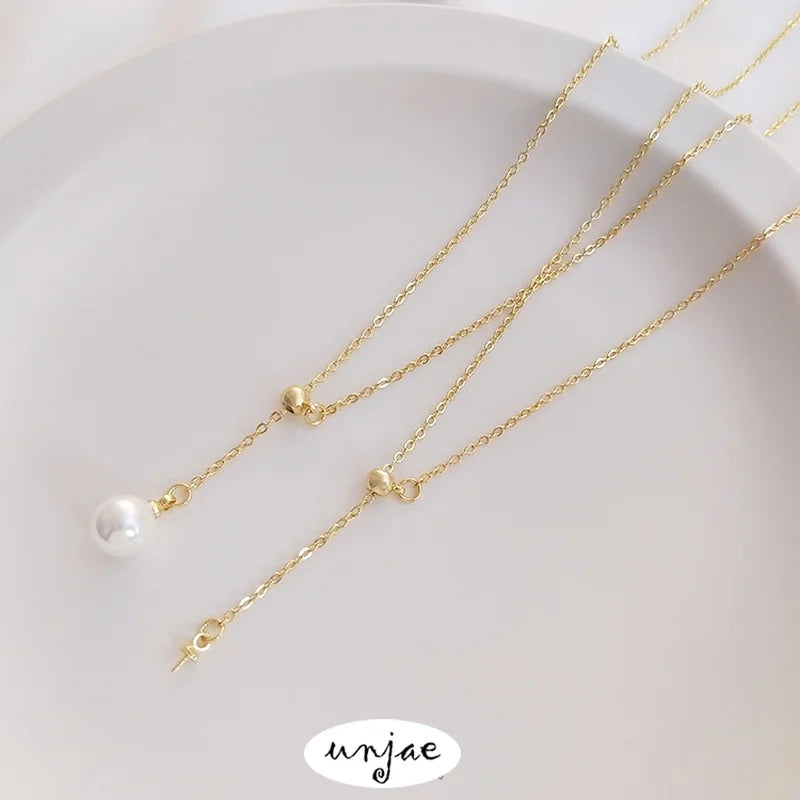 14K Gold-Plated Plastic Bead Holder Pendant Chain