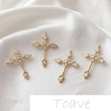 14K Gold-Covered Zircon Cross Pendant DIY Necklace Earrings