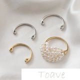 14K Gold-Covered Pearl Ring DIY Hand-Made Beaded Accessory 4PCS