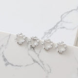 14K Gold Round Zircon Wreath Silver Needle DIY Earrings