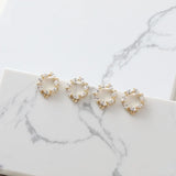 14K Gold Round Zircon Wreath Silver Needle DIY Earrings