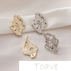 14K Gold-Covered Irregular Diamond-Shaped Earrings DIY Material