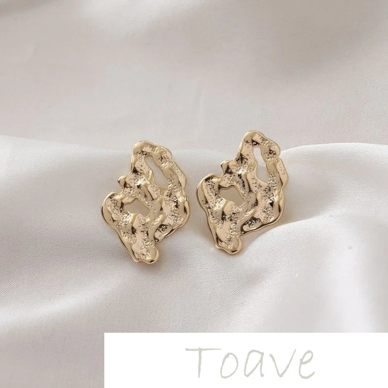 14K Gold-Covered Irregular Diamond-Shaped Earrings DIY Material