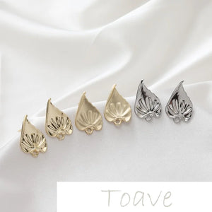 14K Gold-Covered Matte Peach Heart Earrings DIY Hand-Made Earrings