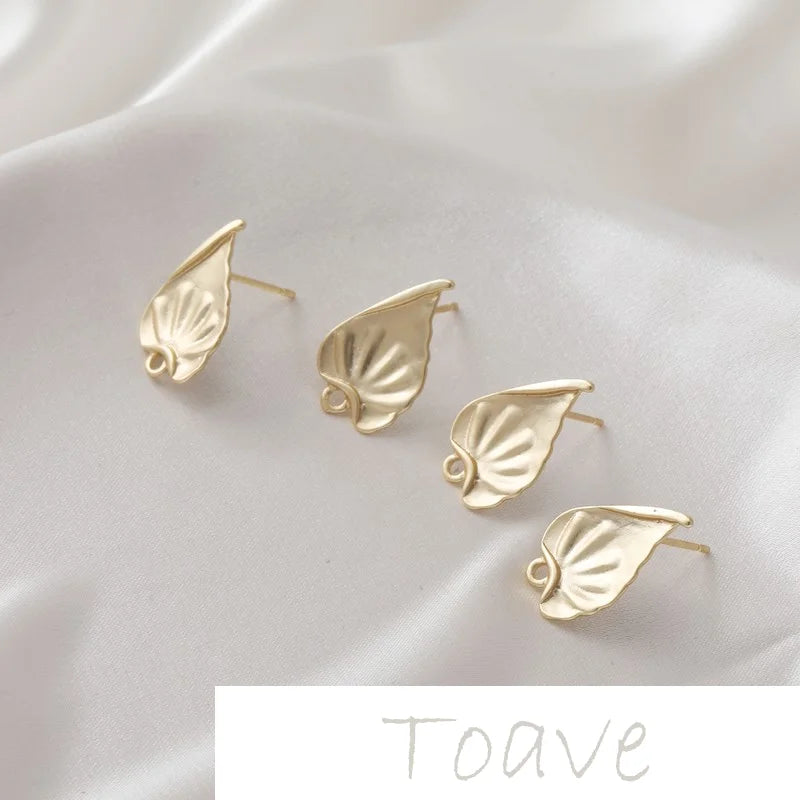 14K Gold-Covered Matte Peach Heart Earrings DIY Hand-Made Earrings