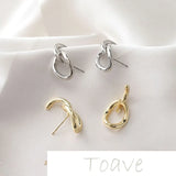 14K Gold-Covered Double Buckle Silver Stud Earrings DIY Material