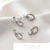 14K Gold-Covered Double Buckle Silver Stud Earrings DIY Material