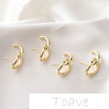 14K Gold-Covered Double Buckle Silver Stud Earrings DIY Material