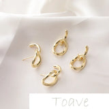 14K Gold-Covered Double Buckle Silver Stud Earrings DIY Material