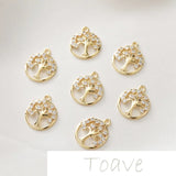 14K Gold Tree Pendant Zircon Earrings Accessory