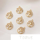 14K Gold Tree Pendant Zircon Earrings Accessory