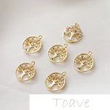 14K Gold Tree Pendant Zircon Earrings Accessory
